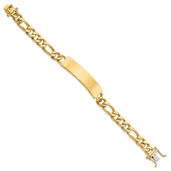 14k Polished Solid Chain/Solid Plate Figaro Link 47x12mm Plate 8 inch ID Bracelet — alternate view