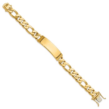 14k Hand-polished Solid Chain/Solid Plate Figaro Link 48x11mm Plate 8.5 inch ID Bracelet — alternate view