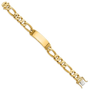 14k Hand-polished Solid Chain/Solid Plate Figaro Link 48x15mm Plate 8.5 inch ID Bracelet — alternate view