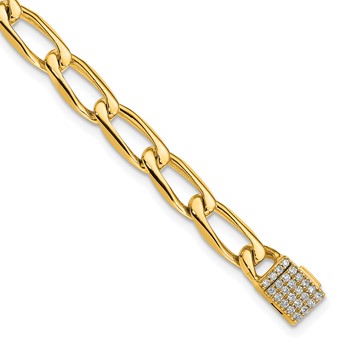 14k Hand-polished 5.9mm Open Link 1.65 carat Diamond Clasp 7 inch Bracelet