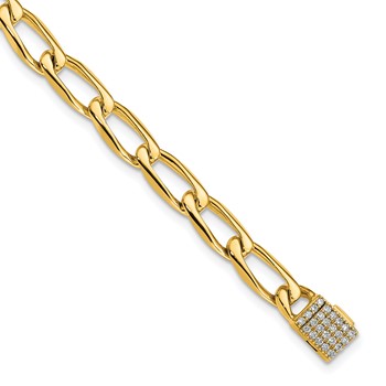 14k Hand-polished 5.9mm Open Link 1.65 carat Diamond Clasp 8 inch Bracelet