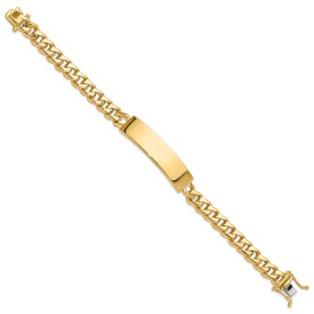 14k Hand-polished Solid Chain/Solid Plate Curb Link 44x12mm Plate 8 inch ID Bracelet — alternate view