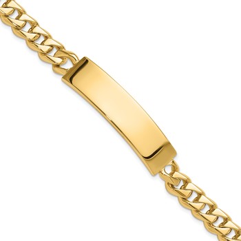 14k Hand-polished Solid Chain/Solid Plate Curb Link 44x12mm Plate 8 inch ID Bracelet