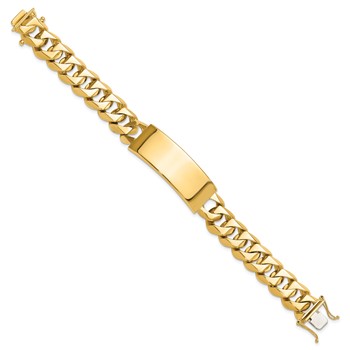 14k Hand-polished Solid Chain/Solid Plate Heavy Curb Link 48x18mm Plate 8.5 inch ID Bracelet — alternate view
