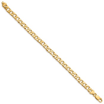 14K 9 inch 6.5mm Hand Polished Fancy Link with Lobster Clasp Bracelet — alternate view