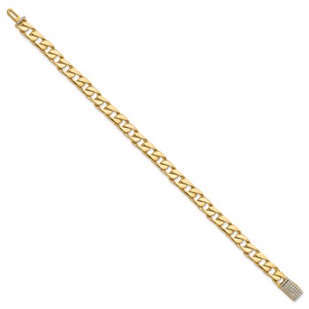 14k Hand-polished 6.5mm Fancy Curb Link 1.45 carat Diamond Clasp 8 inch Bracelet — alternate view