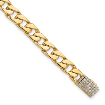 14k 1/2 carat Lab Grown Diamond VS+ F+ Complete 8 inch 6.5mm Hand-Polished Fashion Link Bracelet