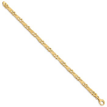 14K 7 inch 5.5mm Hand Polished Fancy Link with Fancy Lobster Clasp Bracelet — alternate view