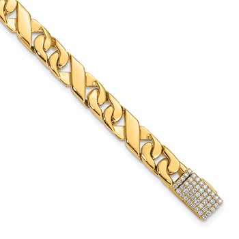 14k 1/2 carat Lab Grown Diamond VS+ F+ Complete 8.5 inch 6.7mm Hand-Polished Fashion Link Bracelet