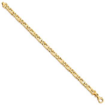 14K 8 inch 5.9mm Hand Polished Fancy Link with Fancy Lobster Clasp Bracelet — alternate view