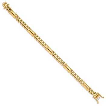 14K 8 inch 7.5mm Hand Polished Fancy Link with Box Catch Clasp Bracelet — alternate view