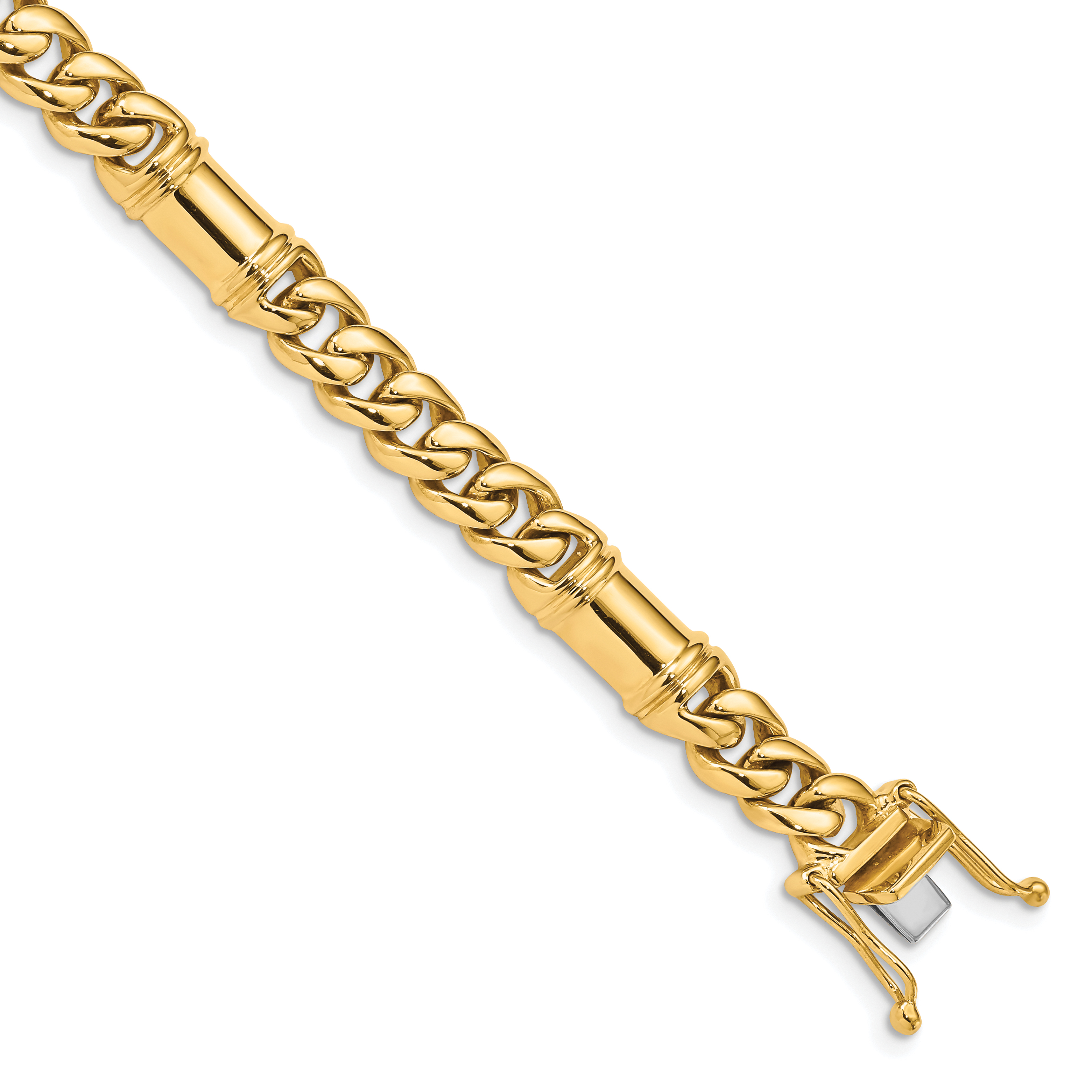 14K 5mm Hand Polished Fancy Link with Lobster Clasp Chain