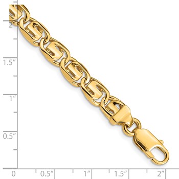 14K 22 inch 7.5mm Hand Polished Fancy Link with Lobster Clasp Chain — alternate view