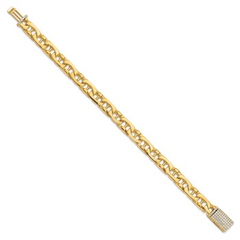 14k Hand-polished 8.5mm Fancy Link 1.65 carat Diamond Clasp 8.5 inch Bracelet — alternate view