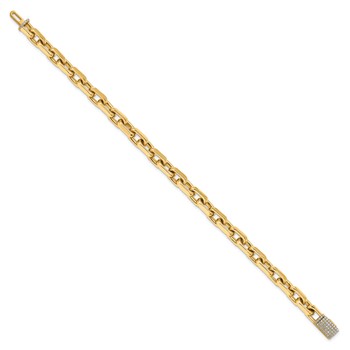 14k Hand-polished 7mm Fancy Cable Link 1.8 carat Diamond Clasp 8.5 inch Bracelet — alternate view