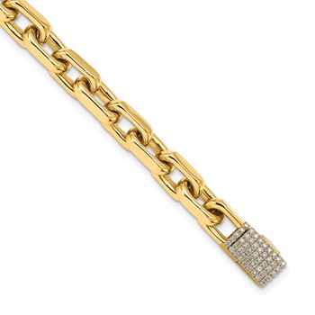 14k 1/2 carat Lab Grown Diamond VS+ F+ Complete 8.5 inch 7mm Hand-Polished Fashion Link Bracelet