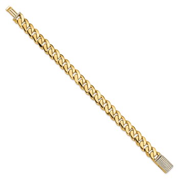14k Hand-polished 10.75mm Fancy Curb Link 1.45 carat Diamond Clasp 8.5 inch Bracelet — alternate view