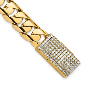 14k 2 carat Lab Grown Diamond VS+ F+ Complete 8 inch 15.4mm Hand-Polished Rounded Curb Link Bracelet