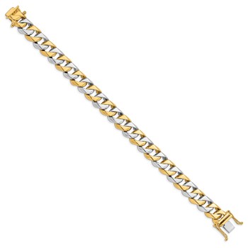 14K Two-tone 8.5 inch 11.2mm Hand Polished Fancy Link with Box Catch Clasp Bracelet — alternate view