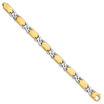 14K Two-tone 9 inch 10.9mm Hand Polished Fancy Link with Fancy  Lobster Clasp Bracelet — alternate view