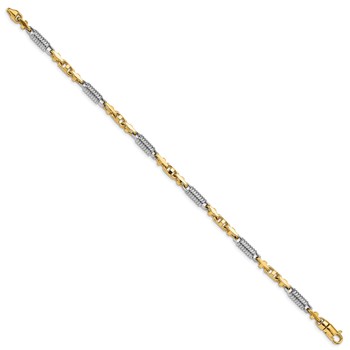 14k Two-tone 8.75 inch 4.6mm Hand Polished Fancy Link with Lobster Clasp Bracelet — alternate view