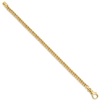 14K 7 inch 4.5mm Hand Polished Fancy Link with Fancy Lobster Clasp Bracelet — alternate view