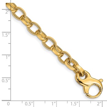 14K 18 inch 6.2mm Hand Polished with Ridged Edge Fancy Link Fancy Lobster Clasp Chain — alternate view