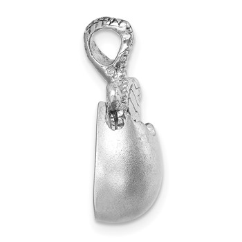 Sterling Silver Rhodium-plated Moveable Crystal Polished Hatching Turtle in Satin Egg Pendant — alternate view