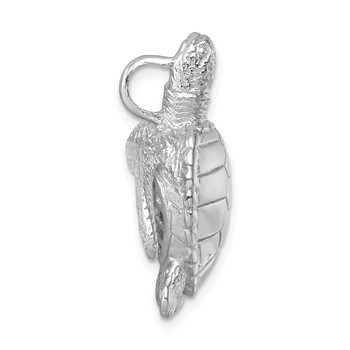 Sterling Silver Rhodium-plated Polished and Textured Sea Turtle Slide — alternate view
