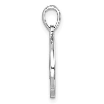 Sterling Silver Rhodium-plated Polished Wave Pendant — alternate view