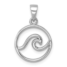Image of Sterling Silver Rhodium-plated Polished Wave Pendant