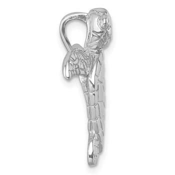 Sterling Silver Rhodium-plated Polished and Textured Turtle Chain Slide — alternate view
