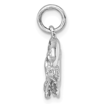 Sterling Silver Rhodium-plated Polished Curled Gator Pendant — alternate view