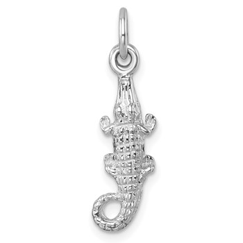 Sterling Silver Rhodium-plated Polished Small Gator Pendant