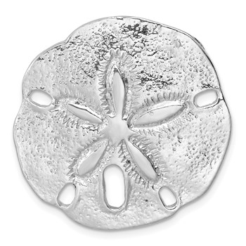 Sterling Silver Rhodium-plated Polished and Textured Sand Dollar Pendant