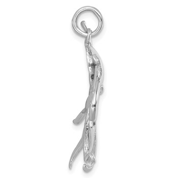 Sterling Silver Rhodium-plated Polished Octopus Pendant — alternate view