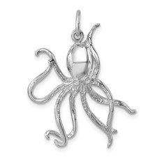 Image of Sterling Silver Rhodium-plated Polished Octopus Pendant