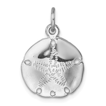 Sterling Silver Rhodium-plated Polished Sand Dollar Pendant