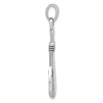 Sterling Silver Rhodium-plated Polished and Antiqued Hook Pendant — alternate view