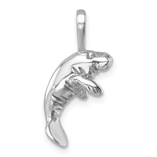 Image of Sterling Silver Rhodium-plated Polished Manatee Pendant
