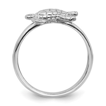 Sterling Silver Rhodium-plated Polished Turtle Ring — alternate view