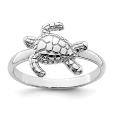 Image of Sterling Silver Rhodium-plated Polished Turtle Ring