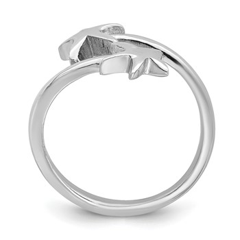 Sterling Silver Rhodium-plated Polished Starfish Double Adjustable Ring — alternate view
