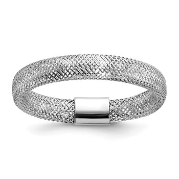 Leslie's 14K with White Rhodium Plating Polished Mesh Stretch Ring