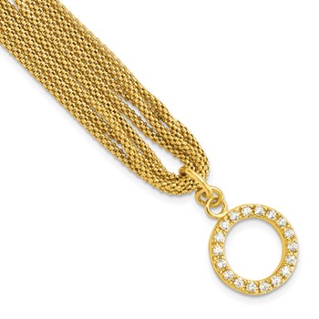 Sterling Silver Gold-tone Multi-strand CZ Toggle Bracelet