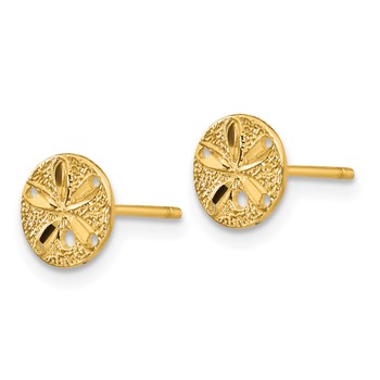 14k Diamond-Cut Sand Dollar Post Earrings — alternate view