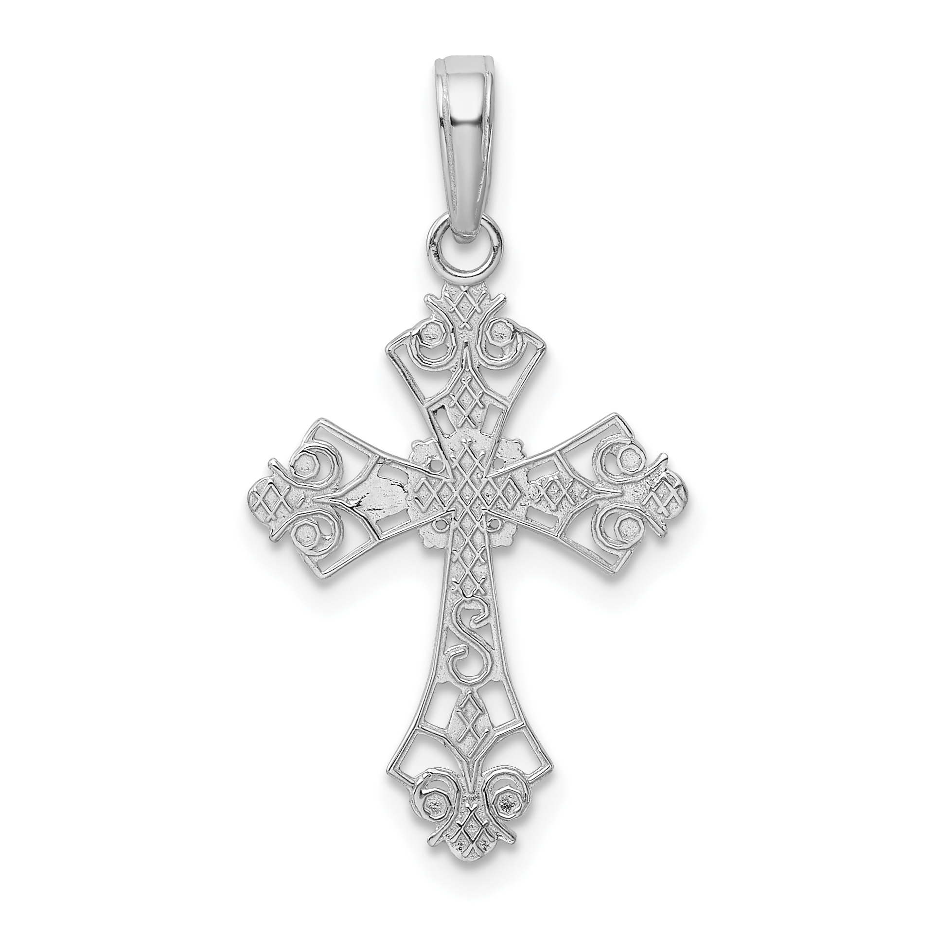 Cross Charm Pendant 14k White Gold 29x16mm Religious Hollow detailed image 3