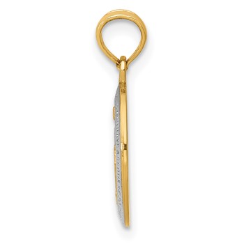 14k and White Rhodium Solid Small Miraculous Medal Oval Charm — alternate view