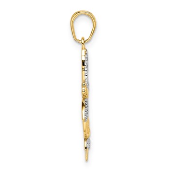 14k and White Rhodium Diamond-cut Dragonflies Pendant — alternate view