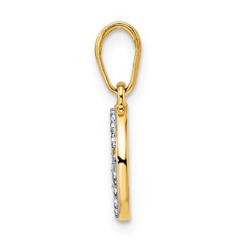 14k and White Rhodium Diamond-cut Clover in Circle Pendant — alternate view